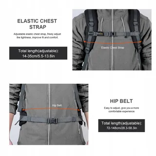 MOUNTAINTOP Trekkingrugzak 40L Unisex Waterbestendig met Hoes — miniatuur 4