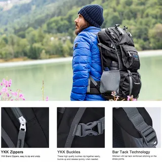 MOUNTAINTOP Trekkingrugzak 40L Unisex Waterbestendig met Hoes — miniatuur 7