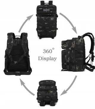DOSHWIN Militaire Rugzak 40L Tactisch Molle Camping Trekking Zwart — miniatuur 2