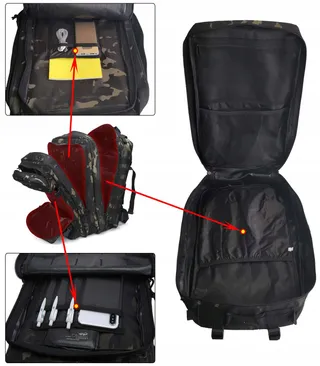 DOSHWIN Militaire Rugzak 40L Tactisch Molle Camping Trekking Zwart — miniatuur 4