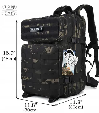 DOSHWIN Militaire Rugzak 40L Tactisch Molle Camping Trekking Zwart — miniatuur 5