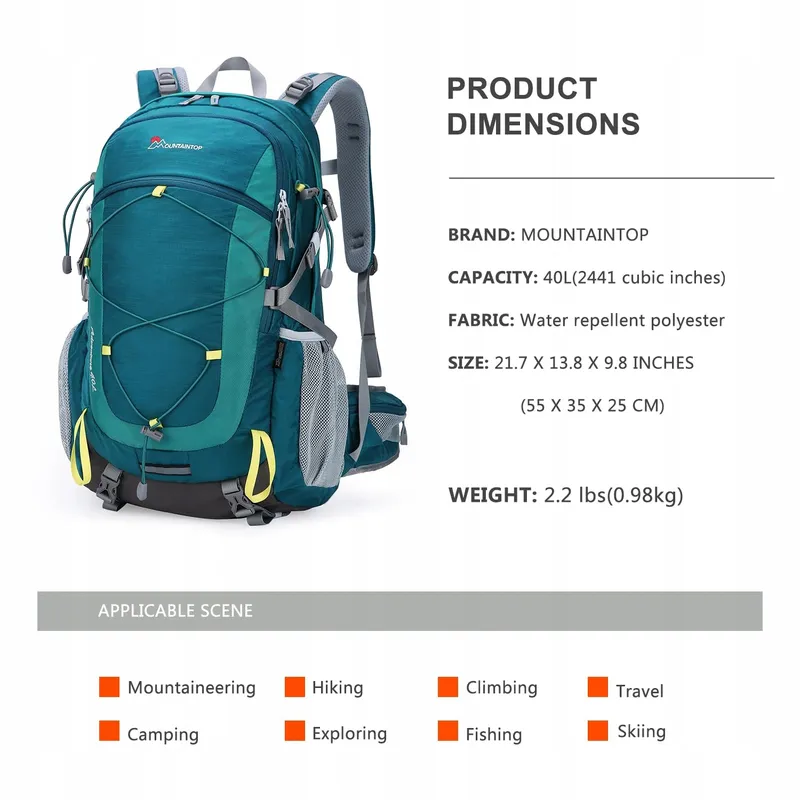 MOUNTAINTOP Trekkingrugzak 40L Unisex Met Regenhoes Outdoor — foto 2