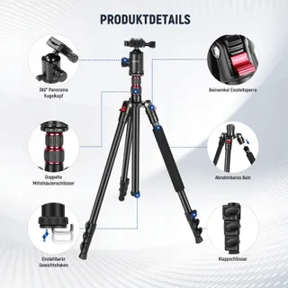 NEEWER TP77 Camerastatief 77 Inch DSLR Telefoon 360 Kogelkop Aluminium — miniatuur 8
