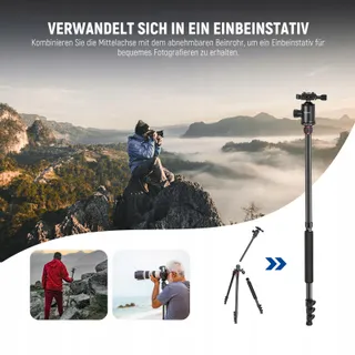 NEEWER TP77 Camerastatief 77 Inch DSLR Telefoon 360 Kogelkop Aluminium — miniatuur 6