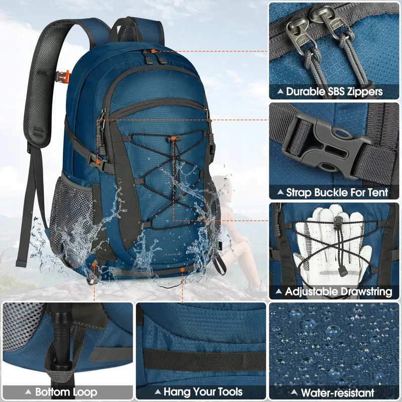 RAINSMORE Waterdichte Wandelrugzak 40L Blauw — foto 5