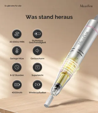 MELODYSUSIE Nagelfrees 30000 RPM Draadloos Roze — miniatuur 3