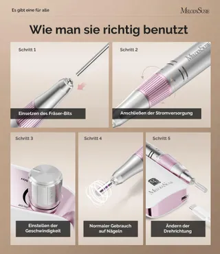 MELODYSUSIE Nagelfrees 30000 RPM Draadloos Roze — miniatuur 4