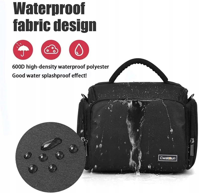CWATCUN Schoudertas Camera SLR Waterdicht Groot Zwart — foto 5