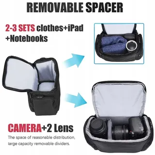 CWATCUN Schoudertas Camera SLR Waterdicht Groot Zwart — miniatuur 2
