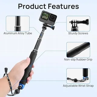 GLASFLENGTH Telescopische Selfiestick 49cm Voor GoPro Hero 12-8 DJI AKASO — miniatuur 4
