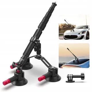 NEEWER Drievoudige Zuignaphouder Auto met Selfiestick en GoPro Houders — miniatuur 1