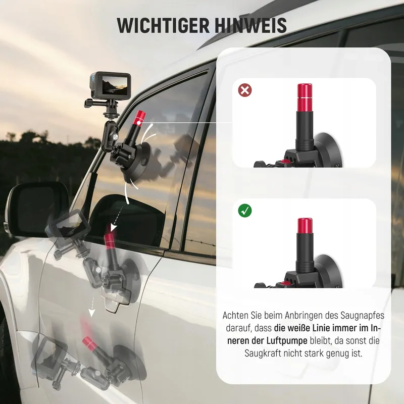 NEEWER Drievoudige Zuignaphouder Auto met Selfiestick en GoPro Houders — foto 3