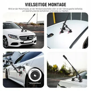 NEEWER Drievoudige Zuignaphouder Auto met Selfiestick en GoPro Houders — miniatuur 7