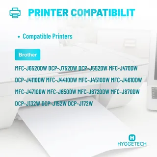 HYGGETECH 10x Inktcartridges LC123XL Brother DCP MFC — miniatuur 2