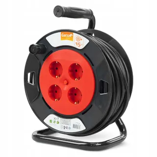 GARZA Kabelhaspel 4 Stopcontacten 15m Handvat 1,5mm Kabel — miniatuur 1