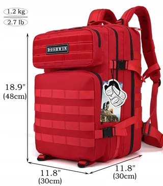 DOSHWIN 40L Rode Militaire Rugzak Molle Wandelen Camping — miniatuur 5