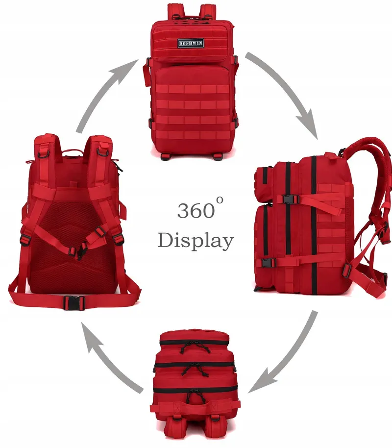 DOSHWIN 40L Rode Militaire Rugzak Molle Wandelen Camping — foto 2
