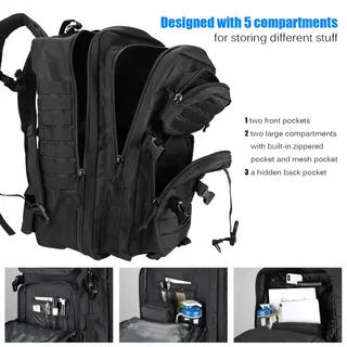 PROCASE Militaire Rugzak 48L Survival Tactisch Molle Zwart — miniatuur 4