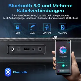 OXS Soundbar TV Bluetooth 5.0 3D Surround Bass Wandmontage — miniatuur 4