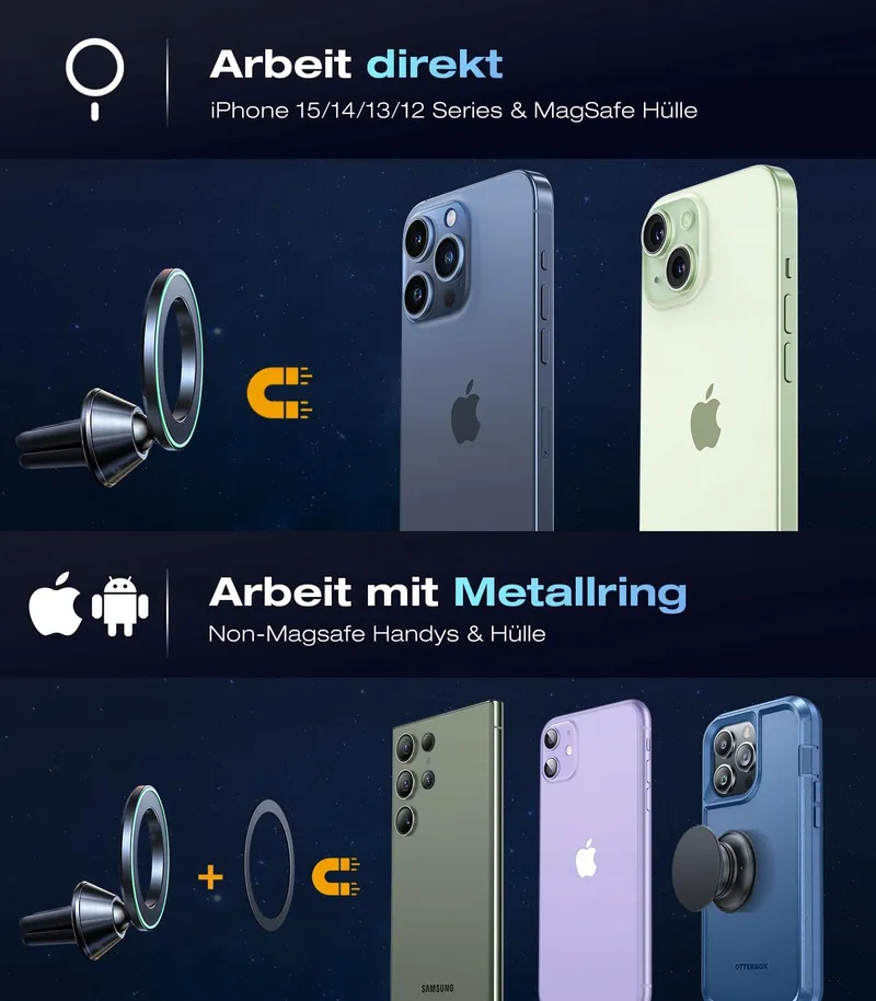 VICSEED Magnetische Autohouder Metalen Clip Voor iPhone Android — foto 6