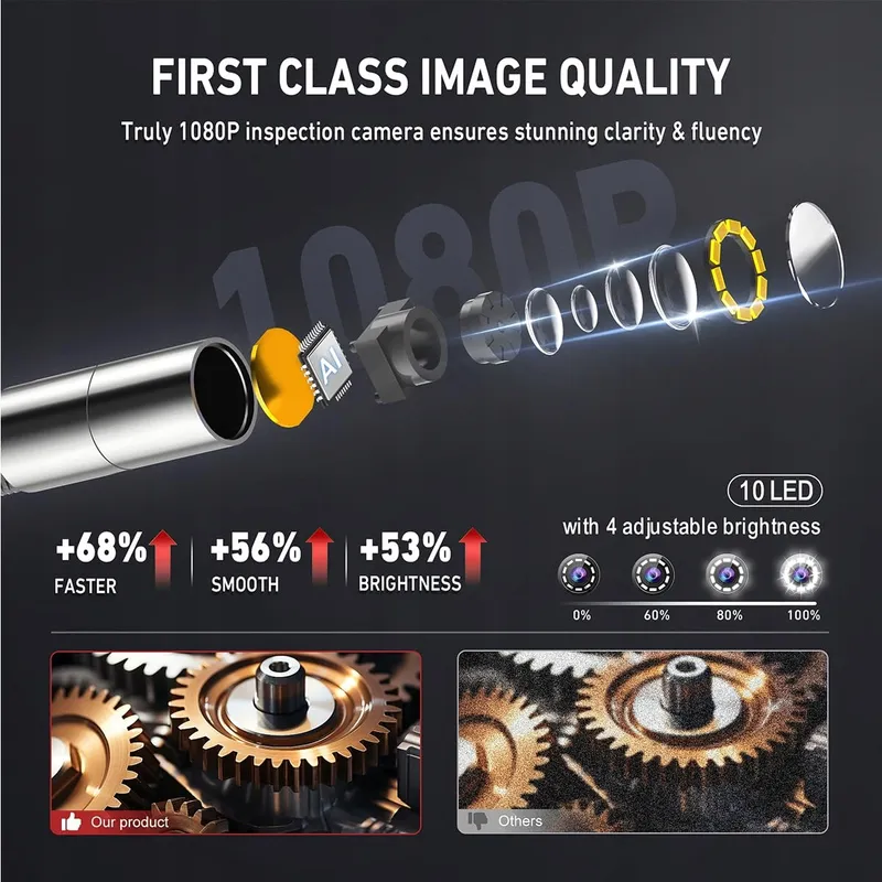 RALCAM Endoscoopcamera 8,5mm 4,3" HD 1080P IP67 Waterdicht — foto 3
