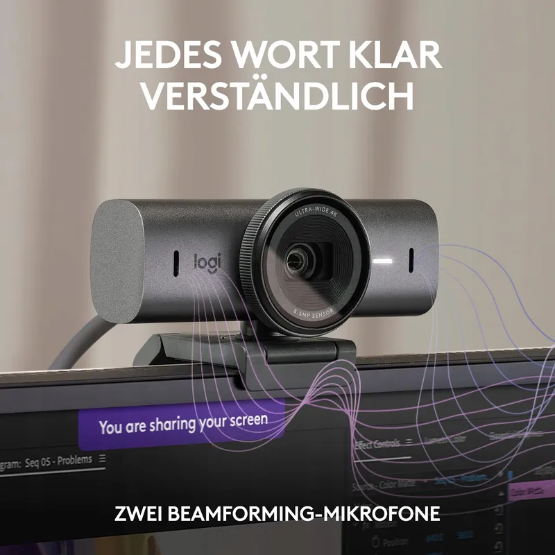 LOGITECH MX Brio 4K Ultra HD Webcam USB-C Ruisonderdrukking — foto 4