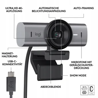 LOGITECH MX Brio 4K Ultra HD Webcam USB-C Ruisonderdrukking — miniatuur 7