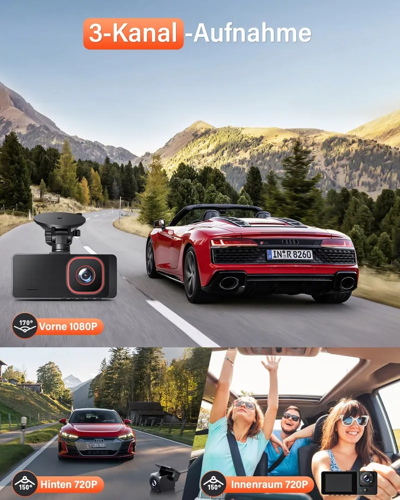 BESTSEE Dashcam 1080P Voor Achter Binnen 64GB SD-kaart WDR — foto 4