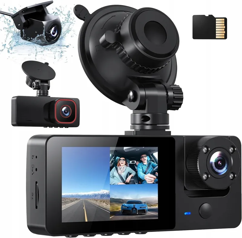 BESTSEE Dashcam 1080P Voor Achter Binnen 64GB SD-kaart WDR — foto 1