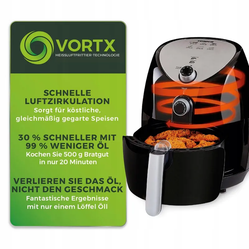 TOWER Airfryer 4,3L 1500W Familie Timer 60 Minuten — foto 4