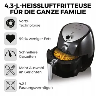 TOWER Airfryer 4,3L 1500W Familie Timer 60 Minuten — miniatuur 3