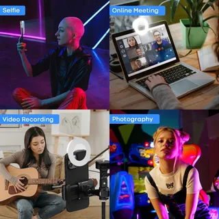 REALPLUS Draagbaar Ringlicht Telefoon 3 Standen 12 RGB Vrouwen — miniatuur 3