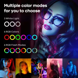 REALPLUS Draagbaar Ringlicht Telefoon 3 Standen 12 RGB Vrouwen — miniatuur 2