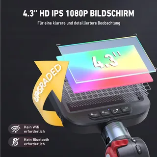 RALCAM Endoscoopcamera 8,5mm 4,3" HD 1080P IP67 Waterdicht 2M Kabel — miniatuur 4