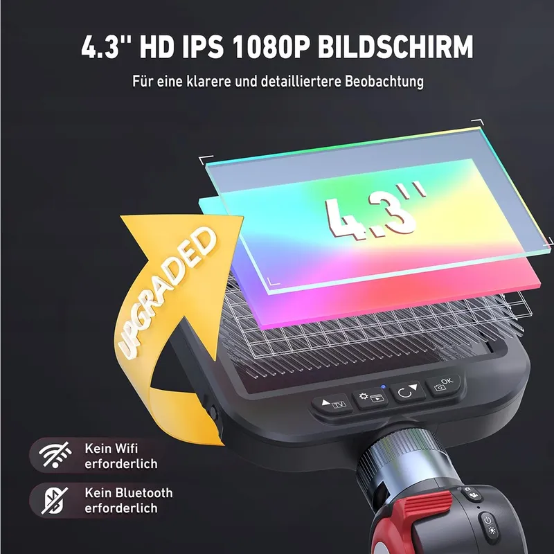 RALCAM Endoscoopcamera 8,5mm 4,3" HD 1080P IP67 Waterdicht 2M Kabel — foto 4