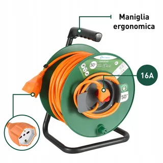 ELECTRALINE Tuinkabelhaspel 50m Universeel 3x15mm Oranje Groen — miniatuur 3