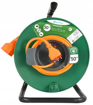 ELECTRALINE Tuinkabelhaspel 50m Universeel 3x15mm Oranje Groen — miniatuur 2