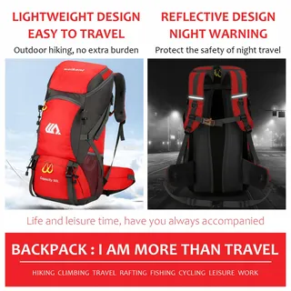 FAVUIT Wandelrugzak 50L Lichtgewicht Opvouwbaar Camping — miniatuur 8