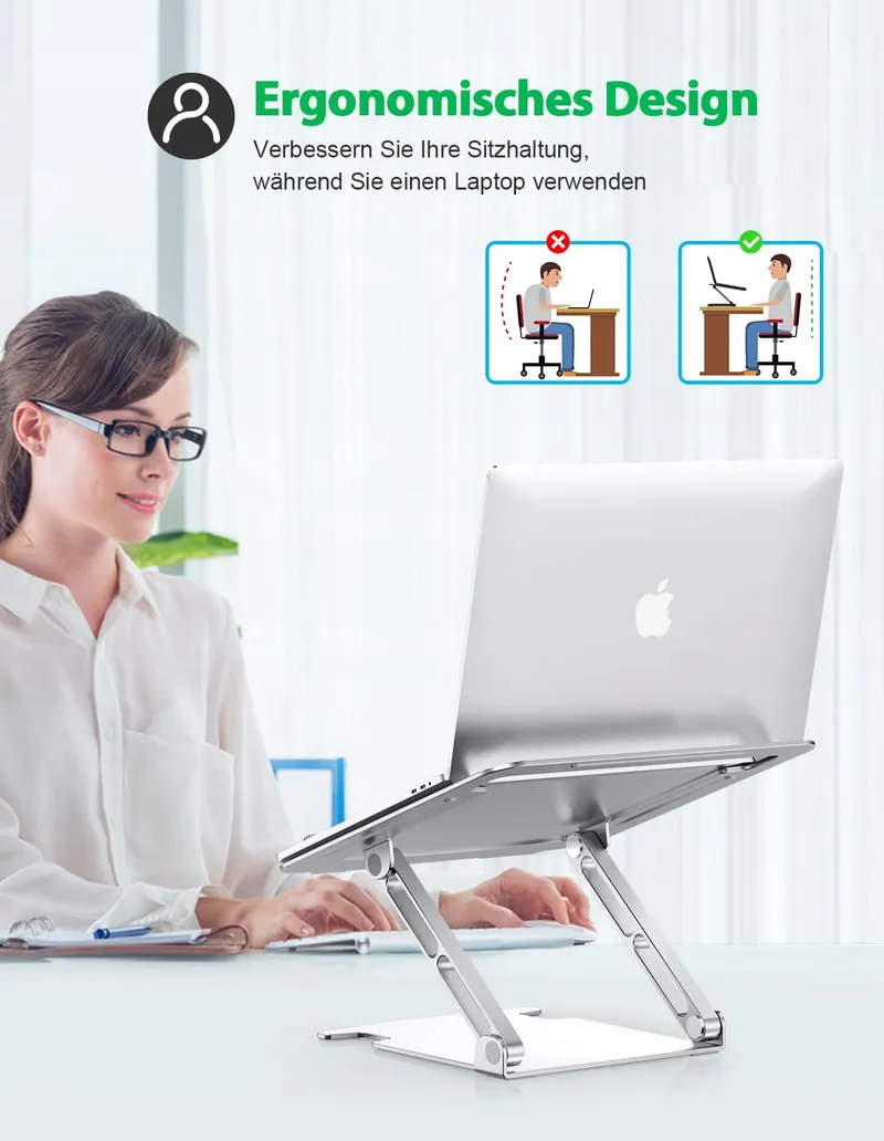 GLANGEH Laptopstandaard Aluminium Ergonomisch Verstelbaar 10-16 Inch — foto 7