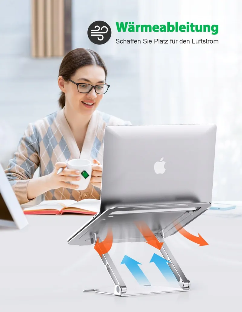 GLANGEH Laptopstandaard Aluminium Ergonomisch Verstelbaar 10-16 Inch — foto 3