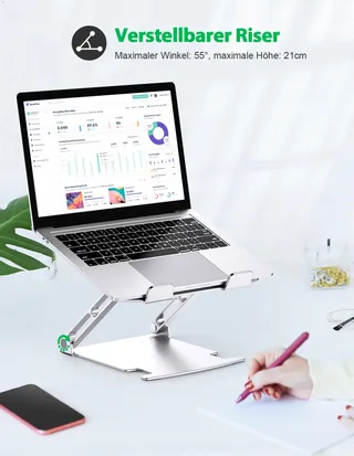 GLANGEH Laptopstandaard Aluminium Ergonomisch Verstelbaar 10-16 Inch — miniatuur 2