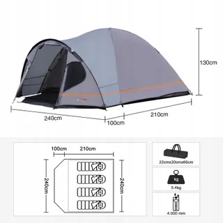 PORTAL Koepeltent 3-4 Personen Waterdicht 4000mm Camping — miniatuur 4