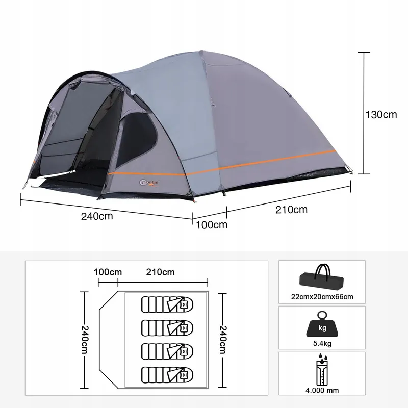 PORTAL Koepeltent 3-4 Personen Waterdicht 4000mm Camping — foto 4