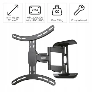HAMA TV Muurbeugel Draaibaar 32-65 Inch VESA 100x100-400x400 35kg Zwart — miniatuur 1