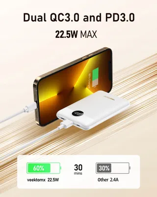 VEEKTOMX Powerbank 10000mAh 22.5W USB-C iPhone Samsung Huawei — miniatuur 3