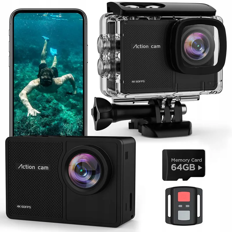 TIMNUT Actiecamera 4K 60FPS 48MP WiFi Waterdicht 40M 64GB SD-kaart — foto 1