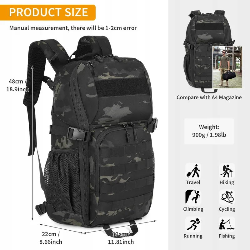 HUNTVP Militaire Rugzak 25L Tactisch Waterdicht Molle Camo — foto 3
