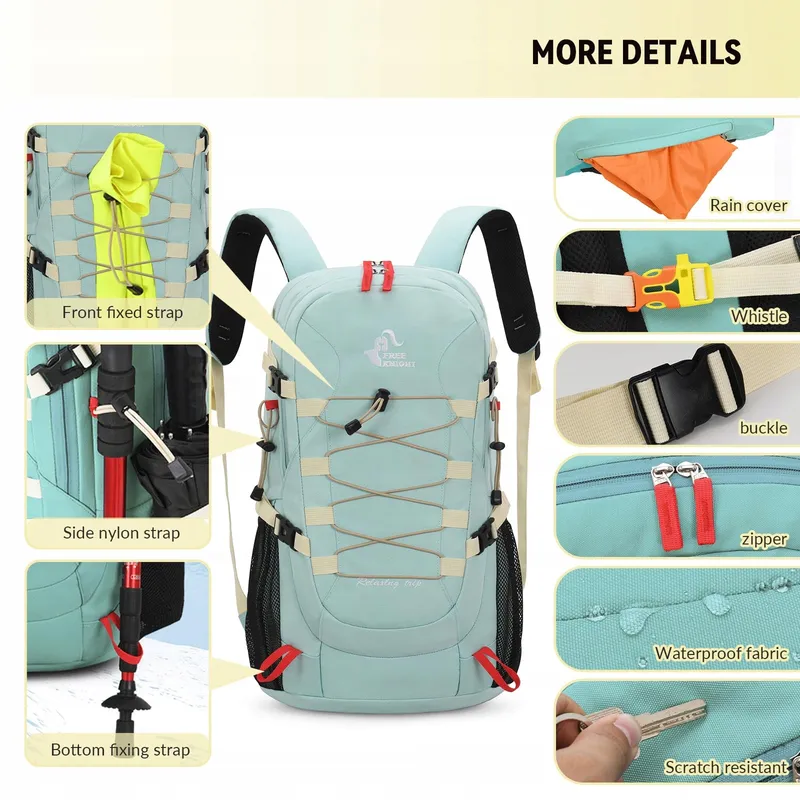 BSEASH Wandelrugzak 40L Waterdicht met Regenhoes — foto 4
