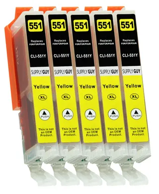 SUPPLY GUY 5x Inkt Compatibel Canon CLI-551 Geel IP7250 MG5450 — miniatuur 1