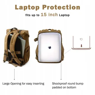 BAGSMART Fotorugzak Canvas 15 Inch Laptop DSLR Camera — miniatuur 5